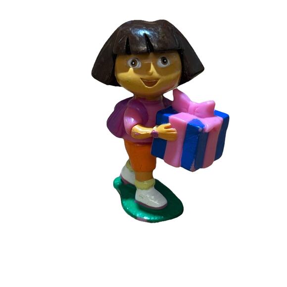 Unbranded Other - Dora the Explorer 2.5” PVC Cake Topper Figure Action Figur Holding Present Gift